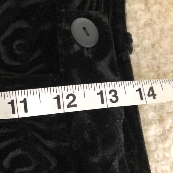 Le Chateau Vintage Devoré Velvet Burnout Wood Grain Pattern Black Pants - 11 - Picture 10 of 10